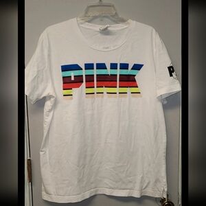 Victoria Secret PINK T-Shirt Crew Neck White Short Sleeve